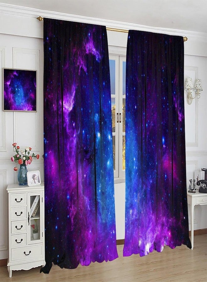 AAVEUP Galaxy Curtains for Boys,Universe Beautiful Blue Purple Meteor Solar System Planet Outer Space Window Drapes for Kids Boys Youth Living Room 42x45in（No Blackout） - Image 4